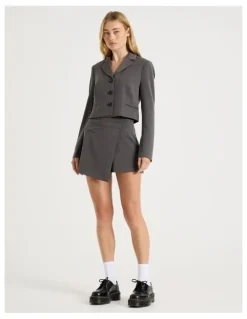 There After Mini Wrap Skirt in Charcoal