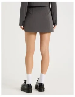 There After Mini Wrap Skirt in Charcoal