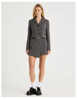 There After Mini Wrap Skirt in Charcoal