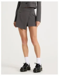 There After Mini Wrap Skirt in Charcoal