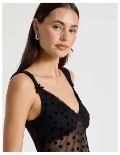 There After Polka Mesh Cami in Jet Black