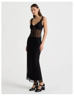 There After Polka Mesh Cami in Jet Black