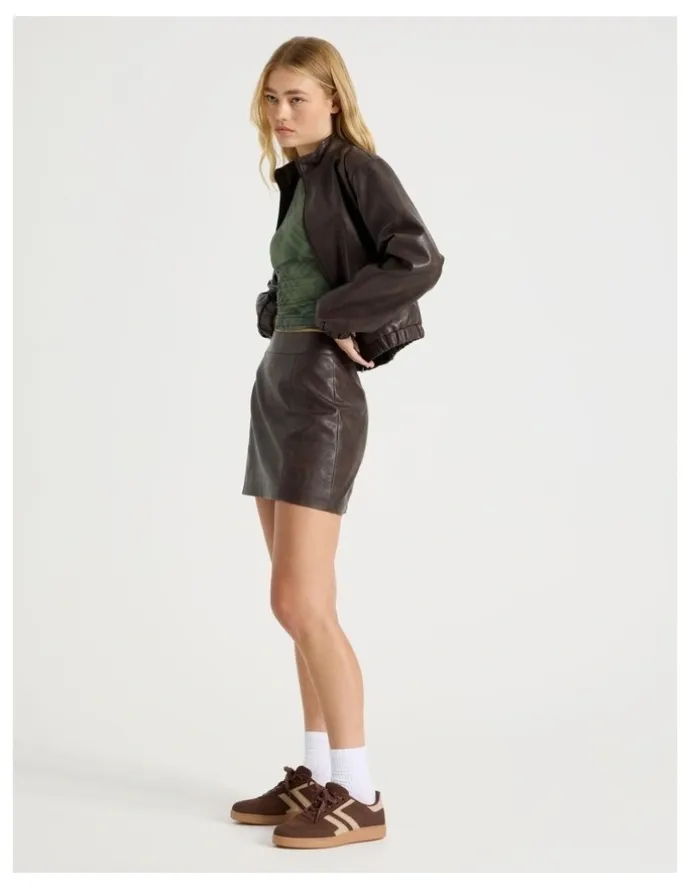 There After PU Leather Mini Skirt in Dark Brown