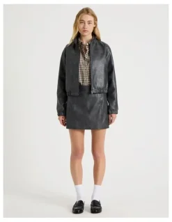 There After PU Leather Mini Skirt in Black