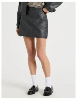 There After PU Leather Mini Skirt in Black