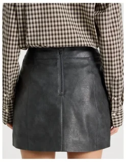 There After PU Leather Mini Skirt in Black