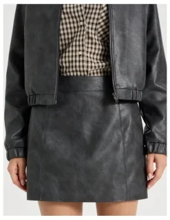 There After PU Leather Mini Skirt in Black
