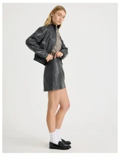There After PU Leather Mini Skirt in Black