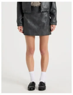 There After PU Leather Mini Skirt in Black