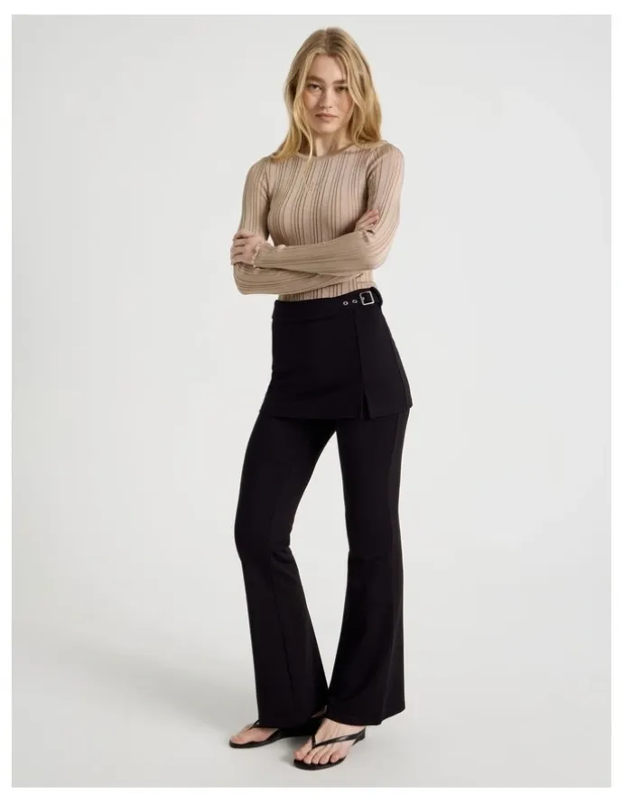 There After Skirt Overlay Pants in Jet Black