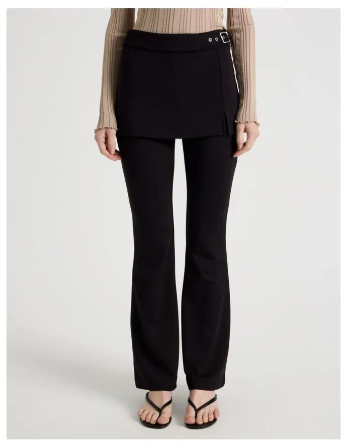 There After Skirt Overlay Pants in Jet Black