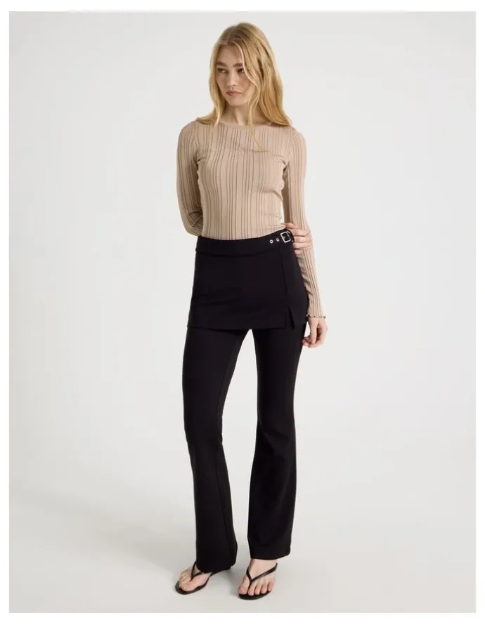 There After Skirt Overlay Pants in Jet Black