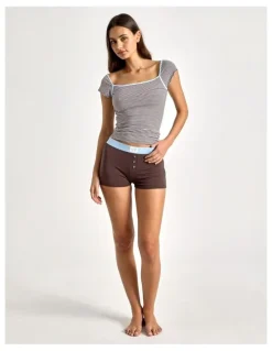 There After Soft Days Jersey Sleep Short in Chocolate
