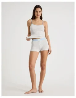 There After Soft Days Pointelle Sleep Short in Grey Marle & Blue