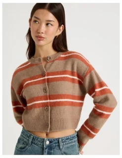 There After Stripe Cardigan in Brown