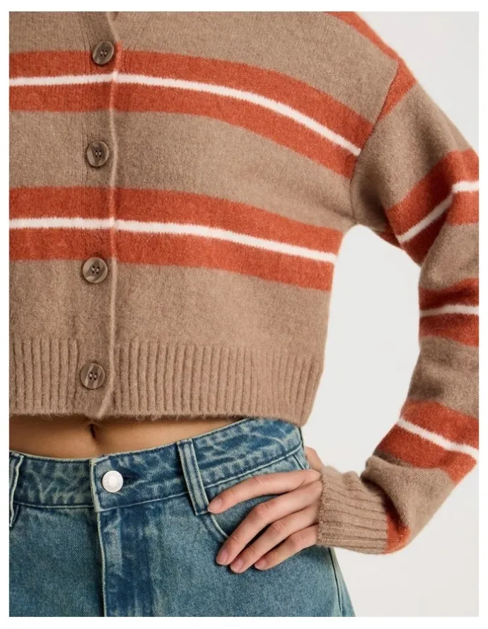 There After Stripe Cardigan in Brown