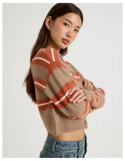There After Stripe Cardigan in Brown