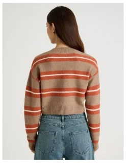 There After Stripe Cardigan in Brown