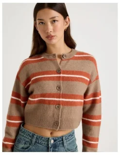 There After Stripe Cardigan in Brown