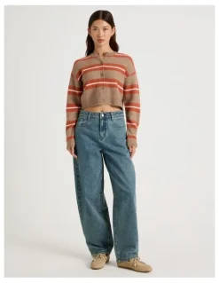 There After Stripe Cardigan in Brown