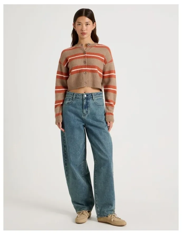 There After Stripe Cardigan in Brown