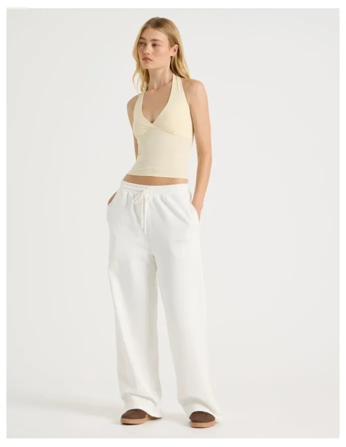 There After Wide Leg Jogger in White