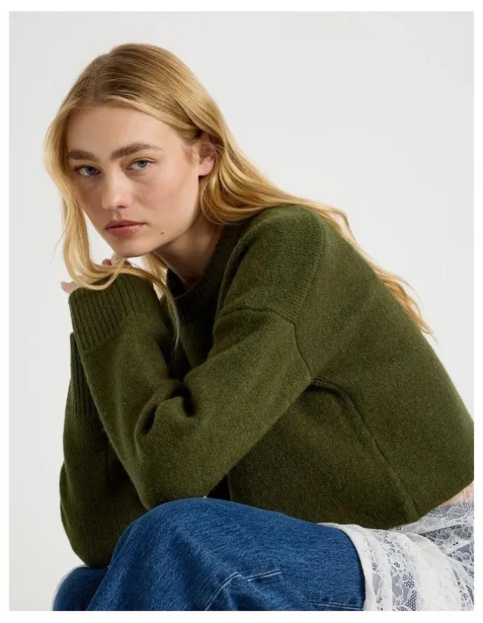 There After Crew Sweater in Khaki