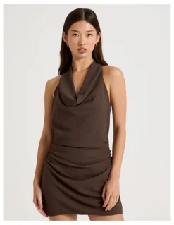There After Halter Neck Mini Dress in Bracken