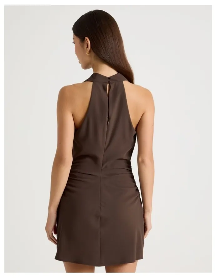 There After Halter Neck Mini Dress in Bracken