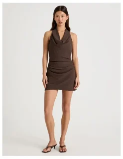 There After Halter Neck Mini Dress in Bracken