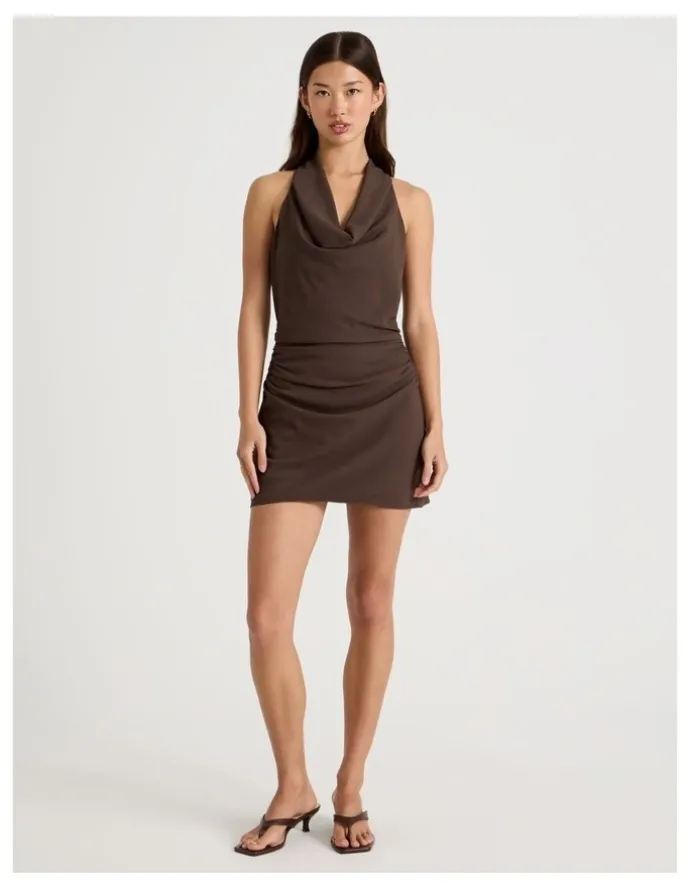 There After Halter Neck Mini Dress in Bracken