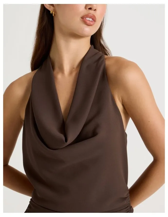 There After Halter Neck Mini Dress in Bracken