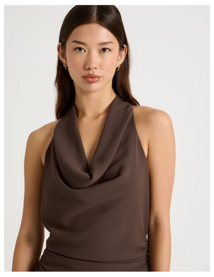 There After Halter Neck Mini Dress in Bracken