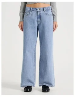 There After Low Rise Baggy Jeans in Light Blue
