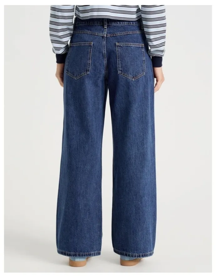 There After Low Rise Baggy Jeans in Mid Blue
