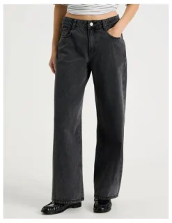 There After Low Rise Baggy Jeans in Black