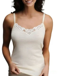 Thermo Fleece Thermal Poly Cotton Camisole Cami Top in White