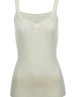 Thermo Fleece Thermal Poly Cotton Camisole Cami Top in White