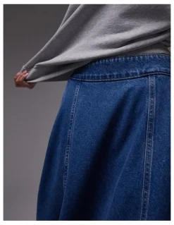 TOPSHOP Elina Ankle Denim Skirt in Blue