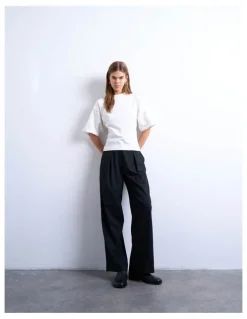 TOPSHOP Gua Structured Back Detail Top in Cream