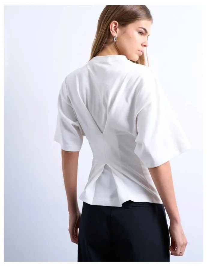 TOPSHOP Gua Structured Back Detail Top in Cream