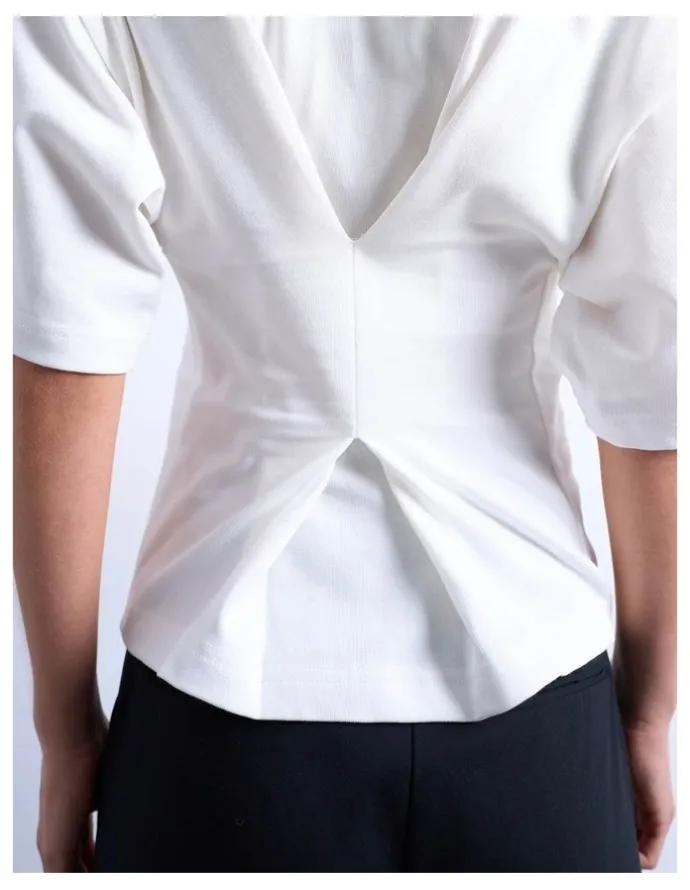 TOPSHOP Gua Structured Back Detail Top in Cream