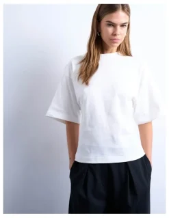 TOPSHOP Gua Structured Back Detail Top in Cream