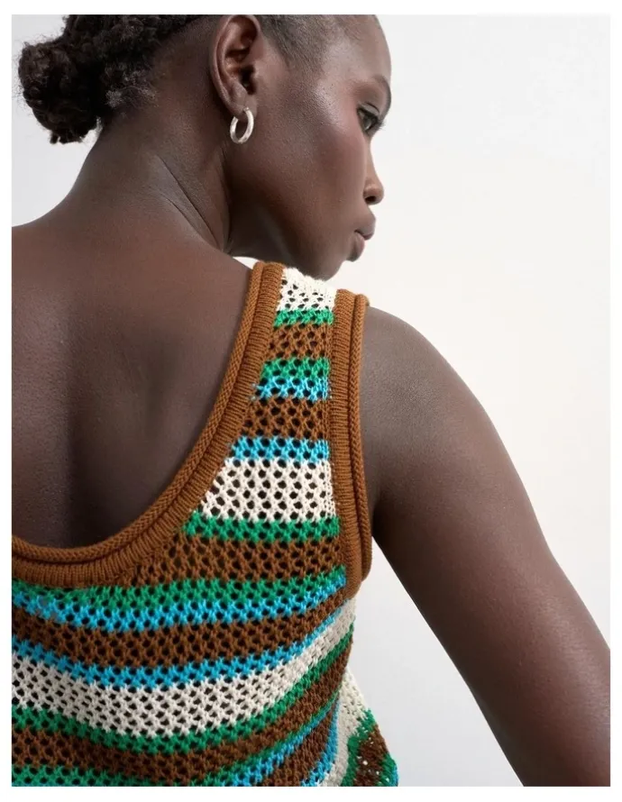 TOPSHOP Guru Multi Stripped Knit Vest in Multi