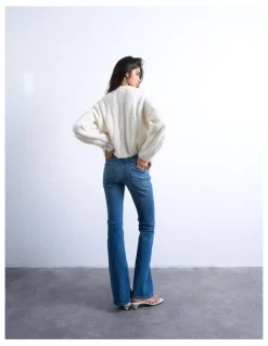 TOPSHOP Jamie High Rise Flare Jeans in Mid Blues