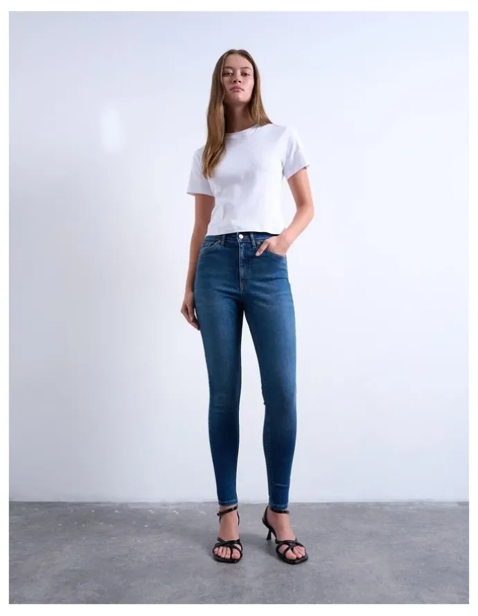 TOPSHOP Jamie High Rise Skinny Jeans in Blue
