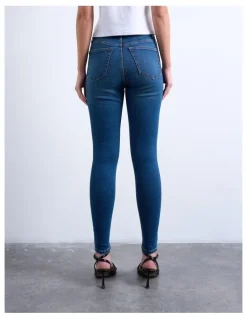 TOPSHOP Jamie High Rise Skinny Jeans in Blue