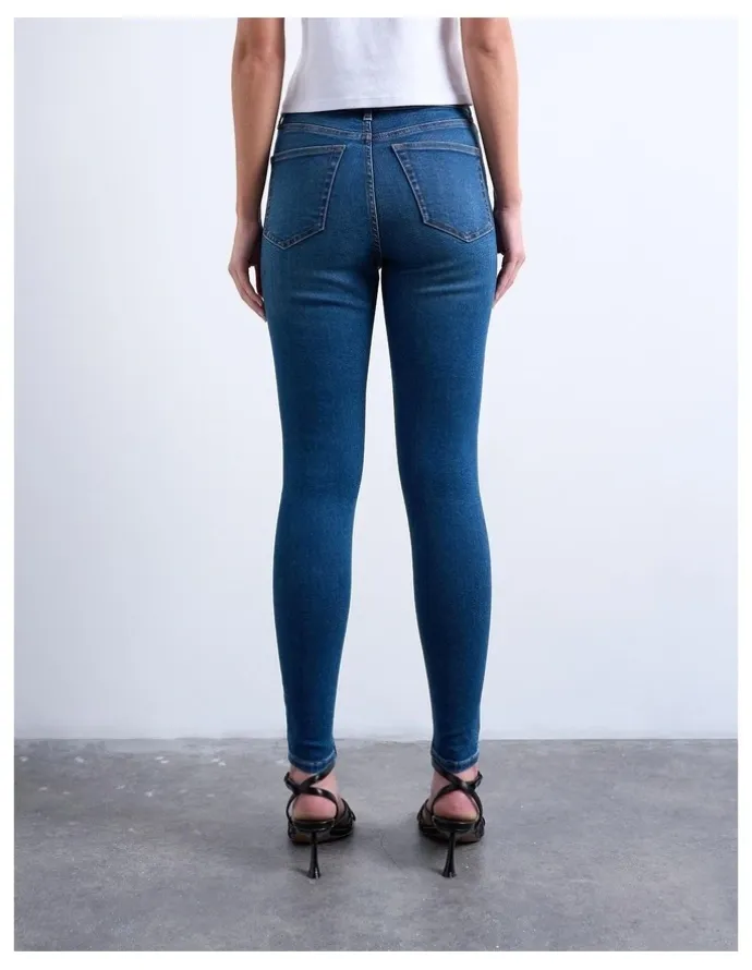 TOPSHOP Jamie High Rise Skinny Jeans in Blue