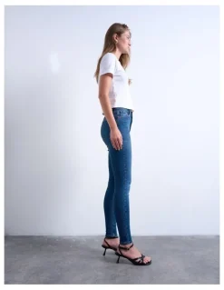 TOPSHOP Jamie High Rise Skinny Jeans in Blue