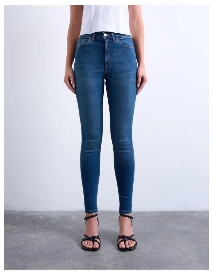 TOPSHOP Jamie High Rise Skinny Jeans in Blue